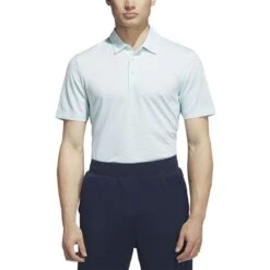 Adidas Ottoman Stripe Polo -Silver Putters adidas 2023 ottoman stripe polo semi flash aqua model front itempicture