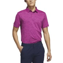 Adidas 23 Textured Jacquard Polo -Silver Putters adidas 2023 textured jacquard polo lucid fuchsia front itempicture