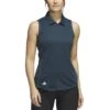 Adidas Women's Texture Sleeveless Polo -Silver Putters adidas 2023 womens texture sleeveless polo arctic night front itempicture