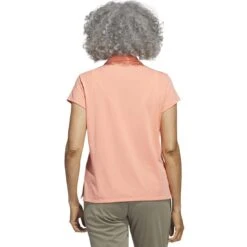 Adidas 2023 Women's Go-To Heathered Polo -Silver Putters adidas 23 womens go to heathered polo coral fusion back itempicture