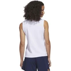 Adidas 2023 Women's Go-To Pique Sleeveless Polo -Silver Putters adidas 23 womens go to pique sleeveless polo white back itempicture
