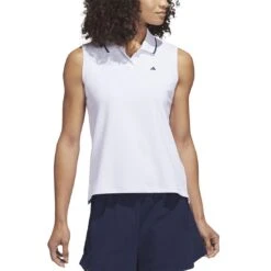 Adidas 2023 Women's Go-To Pique Sleeveless Polo -Silver Putters adidas 23 womens go to pique sleeveless polo white itempicture