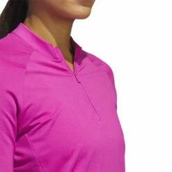 Adidas Women's Ultimate365 Quarter Zip Long Sleeve Mock -Silver Putters adidas 23 womens ultimate365 quarter zip long sleeve mock lucid fuchsia detail1 itempicture