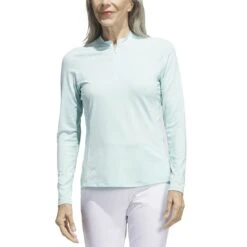 Adidas Women's Ultimate365 Quarter Zip Long Sleeve Mock -Silver Putters adidas 23 womens ultimate365 quarter zip long sleeve mock semi flash aqua itempicture