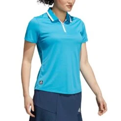 Adidas F21 Women's Equipment Short Sleeve Polo -Silver Putters adidas f21 womens equipement short sleeve polo sonic aqua model itempicture