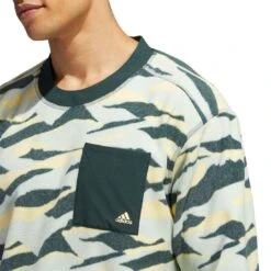 Adidas Texture Print Crewneck -Silver Putters adidas fw22 texture print crewneck linen green shoulder detail itempicture