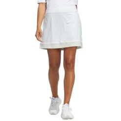 Adidas Women's 16 Inch Ultimate365 Printed Skort -Silver Putters adidas fw22 womens 16 inch ultimate365 printed skort linen green front itempicture