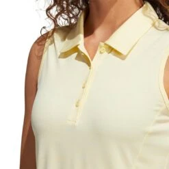 Adidas 2022 Women's Space Dyed Sleeveless Polo -Silver Putters adidas fw22 womens space dyed sleeveless polo almost yellow detail itempicture