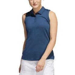 Adidas FW22 Women's Textured Sleeveless Polo -Silver Putters adidas fw22 womens textured sleeveless polo crew navy front itempicture