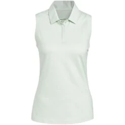 Adidas FW22 Women's Textured Sleeveless Polo -Silver Putters adidas fw22 womens textured sleeveless polo linen green front itempicture