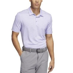 Adidas Ottoman Stripe Polo -Silver Putters adidas ottoman stripe polo light purple white model front itempicture