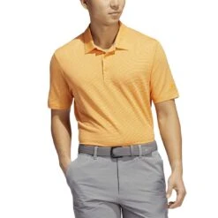 Adidas Ottoman Stripe Polo -Silver Putters adidas ottoman stripe polo orange rush pulse amber model front itempicture