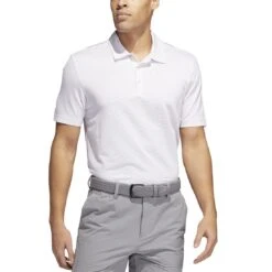 Adidas Ottoman Stripe Polo -Silver Putters adidas ottoman stripe polo white almost pink model front itempicture
