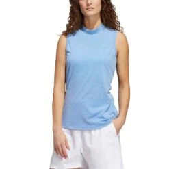 Adidas Women's Essential Sleeveless Polo -Silver Putters adidas ss22 womens essential sleeveless polo blue rush itempicture