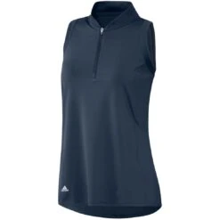 Adidas Women's Racerback Sleeveless Polo -Silver Putters adidas ss22 womens racerback sleeveless polo crew navy front itempicture