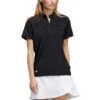 Adidas Women's Short Sleeve Mock Neck Polo -Silver Putters adidas ss22 womens short sleeve mock neck polo black itempicture