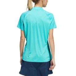 Adidas Women's Short Sleeve Mock Neck Polo -Silver Putters adidas ss22 womens short sleeve mock neck polo semi mint rush back itempicture