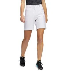 Adidas Women's Solid 7 Inch Shorts -Silver Putters adidas ss22 womens solid 7 inch shorts white front itempicture