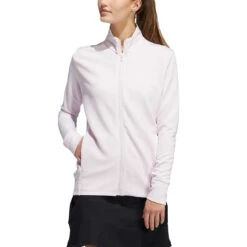 Adidas Women's Textured Full Zip Jacket -Silver Putters adidas ss22 womens textured full zip jacket almost pink itempicture