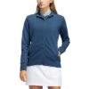 Adidas 2022 Women's Textured Full Zip Jacket -Silver Putters adidas ss22 womens textured full zip jacket crew navy itempicture