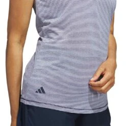 Adidas Women's Two Color Ottoman Sleeveless Polo -Silver Putters adidas ss23 w two color ottoman sleeveless polo collegiate navy detal itempicture