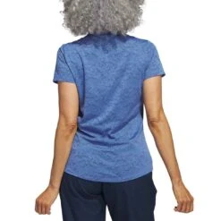 Adidas Women's Jacquard Polo -Silver Putters adidas ss23 womens jacquard polo blue fusion back itempicture