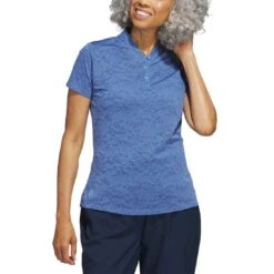 Adidas Women's Jacquard Polo -Silver Putters adidas ss23 womens jacquard polo blue fusion itempicture