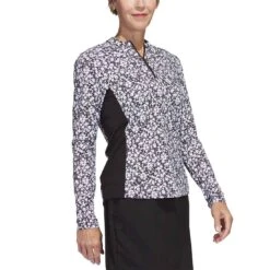 Adidas Women's Ultimate365 Print Pullover 15 Adidas Women's Ultimate365 Print Pullover -Silver Putters adidas ss23 womens ultimate365 print pullover black white side itempicture