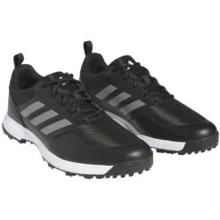 Adidas Tech Response 3.0 SL Golf Shoes Black/Black/White -Silver Putters adidas tech response 3 0 sl golf shoes black black white front itempicture