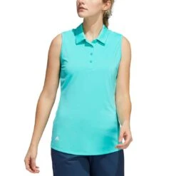 Adidas Women's Ultimate365 Solid Sleeveless Polo -Silver Putters adidas womens ultimate365 solid sleeveless polo semi mint rush model itempicture
