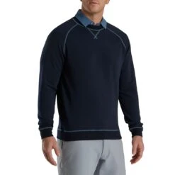 FootJoy French Terry Crewneck 7 FootJoy French Terry Crewneck -Silver Putters footjoy french terry crewneck navy front itempicture