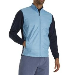 FootJoy Full Zip Hybrid Jacket 13 FootJoy Full Zip Hybrid Jacket -Silver Putters footjoy full zip hybrid jacket light blue navy front itempicture
