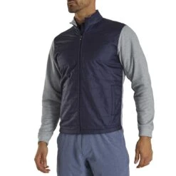FootJoy Full Zip Hybrid Jacket 16 FootJoy Full Zip Hybrid Jacket -Silver Putters footjoy full zip hybrid jacket navy heather grey front itempicture