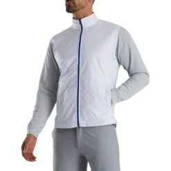 FootJoy Full Zip Hybrid Jacket 15 FootJoy Full Zip Hybrid Jacket -Silver Putters footjoy full zip hybrid jacket white grey front itempicture
