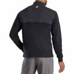 FootJoy Heather Yoke Half Zip Pullover -Silver Putters footjoy heather yoke half zip pullover black back itempicture