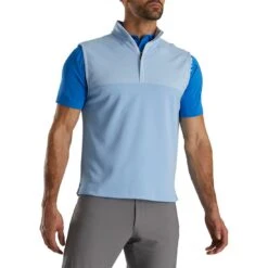FootJoy Heather Yoke Half Zip Vest -Silver Putters footjoy heather yoke half zip vest dusk blue front itempicture