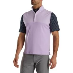 FootJoy Heather Yoke Half Zip Vest -Silver Putters footjoy heather yoke half zip vest lavender front itempicture
