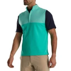 FootJoy Heather Yoke Half Zip Vest -Silver Putters footjoy heather yoke half zip vest sea green front itempicture