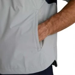 FootJoy HydroLite X Short Sleeve Rain Pullover -Silver Putters footjoy hydrolite x short sleeve rain pullover grey navy detail itempicture