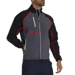 FootJoy HydroTour Rain Jacket 14 FootJoy HydroTour Rain Jacket -Silver Putters footjoy hydrotour rain jacket black charcoal red front itempicture