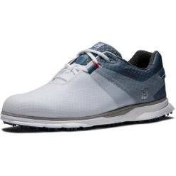 FootJoy Pro SL Sport Golf Shoes White/Blue Fog -Silver Putters footjoy pro sl sport golf shoes white blue fog 53854 toe itempicture