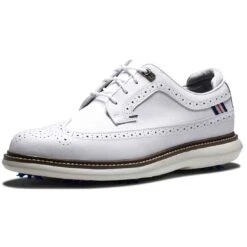 FootJoy Traditions Wing Tip Golf Shoes White/Navy/Grey 14 FootJoy Traditions Wing Tip Golf Shoes White/Navy/Grey -Silver Putters footjoy traditions wing tip golf shoes white navy grey toe itempicture
