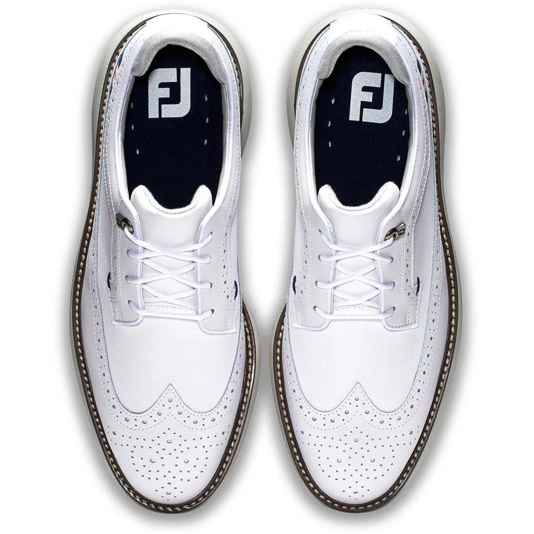 FootJoy Traditions Wing Tip Golf Shoes White/Navy/Grey 9 FootJoy Traditions Wing Tip Golf Shoes White/Navy/Grey - Image 7