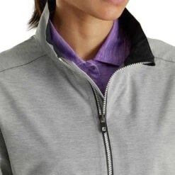 FootJoy Women's FJ HydroLite Rain Jacket 7 FootJoy Women's FJ HydroLite Rain Jacket -Silver Putters footjoy womens fj hydrolite rain jacket heather grey detail itempicture