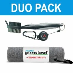 Clip Wipes Greens Towel Plus Terminator Brush -Silver Putters golf accessories clip wipes greens towel plus terminator brush silver itempicture