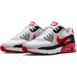 Nike Air Max 90 G Golf Shoes White/University Red -Silver Putters nike air max 90 g golf shoes white university red black pair itempicture