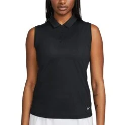Nike Women's Dri-FIT Victory Sleeveless Polo -Silver Putters nike womens dri fit victory sleeveless polo black front itempicture