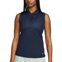 Nike Women's Dri-FIT Victory Sleeveless Polo -Silver Putters nike womens dri fit victory sleeveless polo obsidian front itempicture