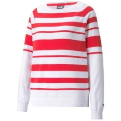 Puma Women's Ribbon Sweater -Silver Putters puma 2021 womens ribbon sweater white teaberry itempicture
