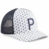 Puma Palms Trucker Hat -Silver Putters puma 2023 palms trucker hat white deep navy front itempicture